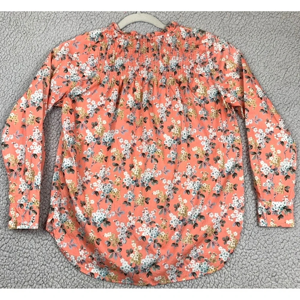 J.Crew Liberty Fabric Women's Size 2 Floral Long Sleeve Blouse Pink Cotton - Picture 6 of 8